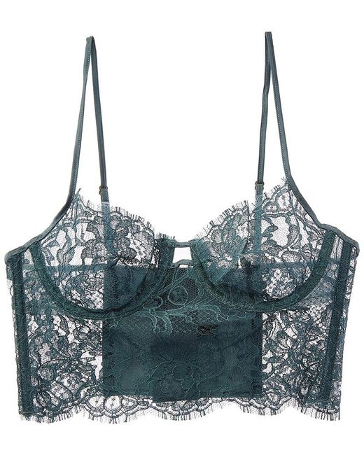 Kiki de Montparnasse Blue Camille Silk-Trim Longline Bra