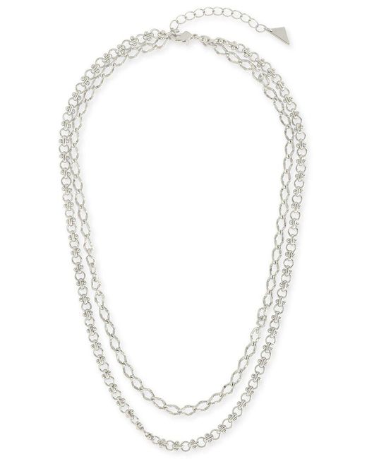 Sterling Forever White Rhodium Plated Selena Layered Chain Necklace