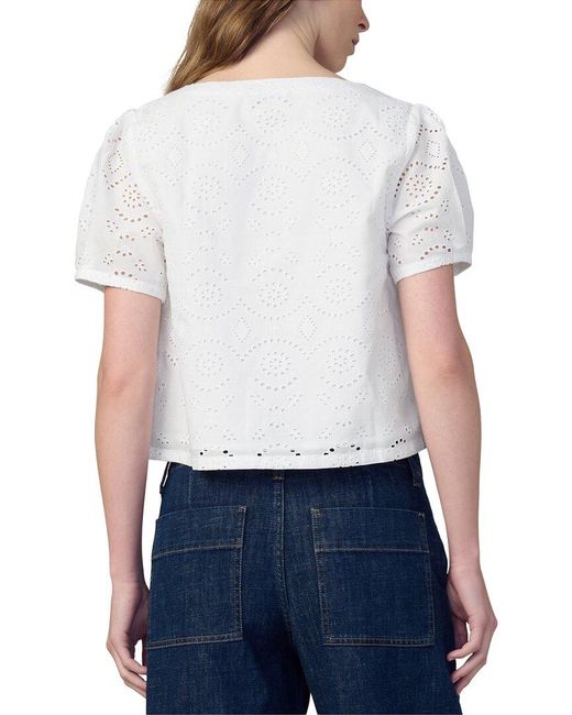 Joe's Jeans White The Halle Short Sleeve Eyelet Blouse