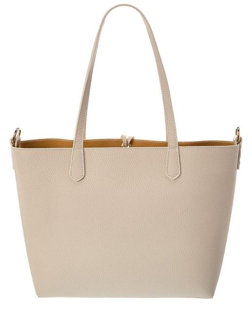 Italian Leather Natural Romy Leather Top Handle Bag