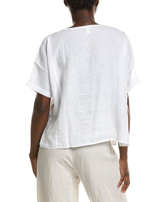 Eileen Fisher White Linen Box Top