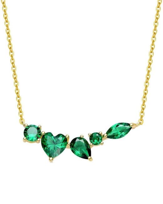Genevive Jewelry Green 14k Over Silver Bar Necklace