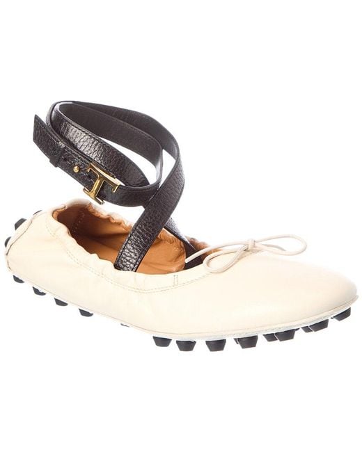 Tod's Metallic Leather Ballet Flat