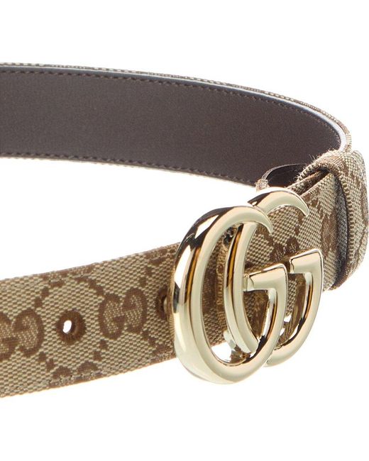 Gucci White Marmont GG Canvas & Leather Belt
