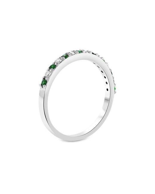 LEVARON White 14K 0.35 Ct. Tw. Diamond & Emerald Stackable Ring