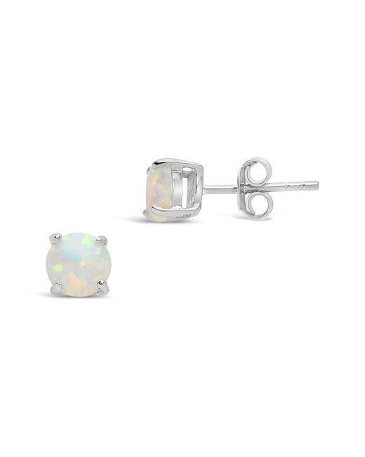 Sterling Forever White Silver Opal Studs