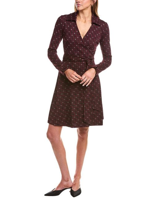 Diane von Furstenberg Brown Sofia Wool-Blend Wrap Dress