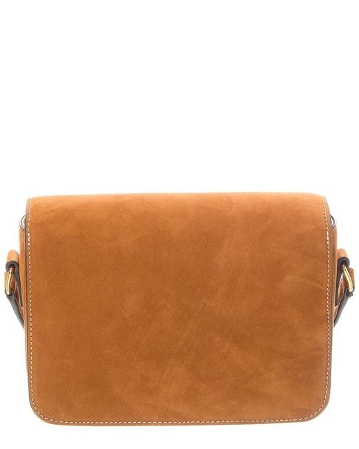 Céline Brown Teen Triomphe Suede Shoulder Bag