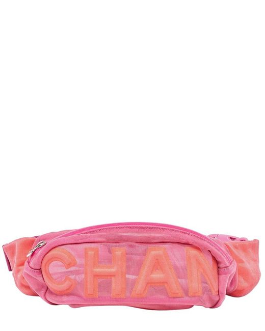 Chanel Pink Fabric & Mesh Mesh Cc Belt Bag (Authentic Pre-Owned)