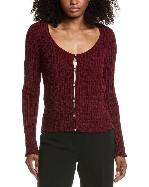 Avec Les Filles Red Knit Cardigan