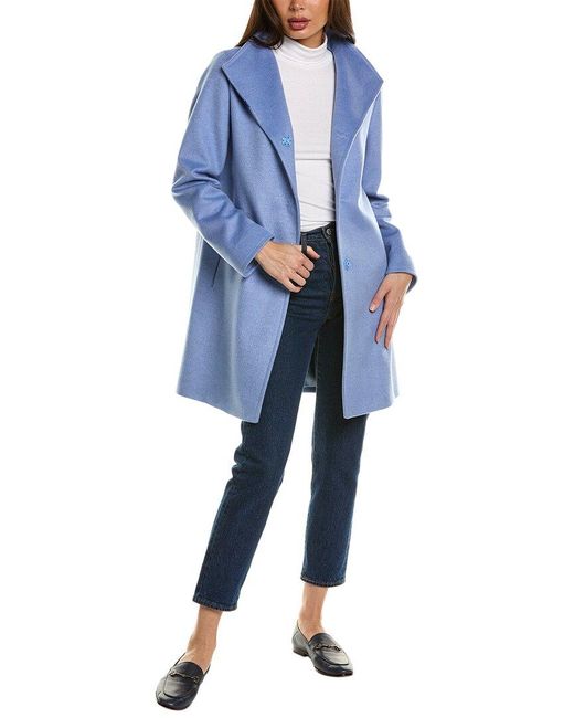 Cinzia Rocca Blue Short Wool & Silk-blend Coat