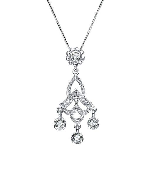 Genevive Jewelry White Silver Cz Classic Pendant