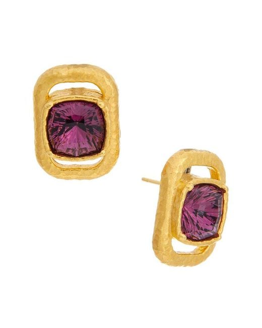 Oscar de la Renta Metallic Rectangle Stud Crystal Earrings