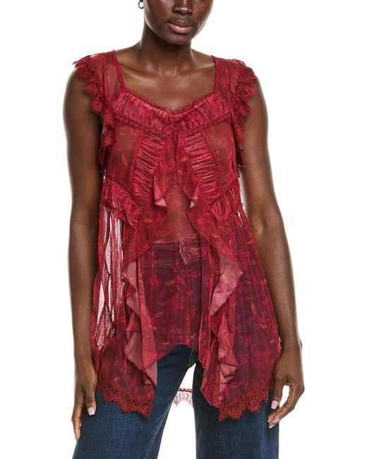 Free People Red Ivie Tunic