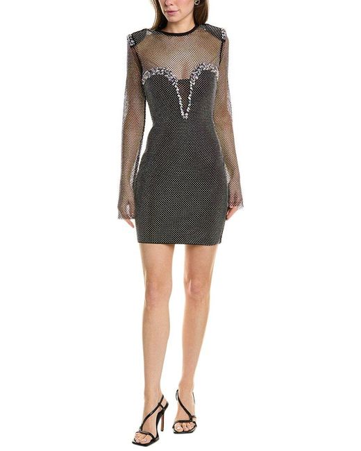 Beulah London Black Fishnet Mini Dress
