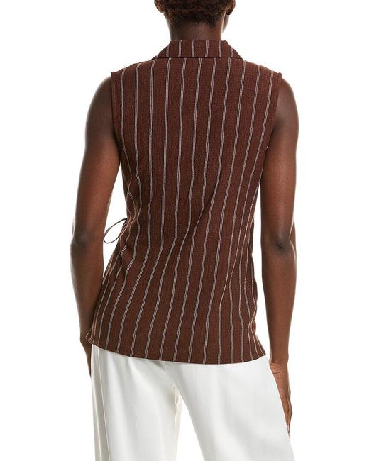 Anne Klein Brown Notched Neck Wrap Top