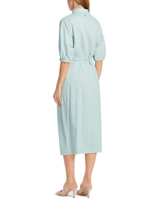 Marc Cain Blue Linen-Blend Maxi Dress