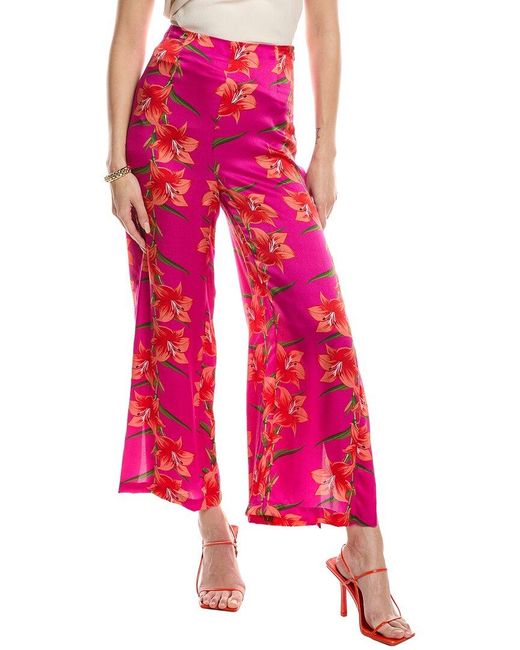 Borgo De Nor Pink Halia Hammered Satin Silk Pant