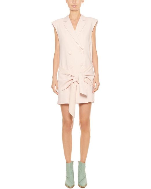 Tibi Pink Suiting Sleeveless Linen-Blend Jacket Dress