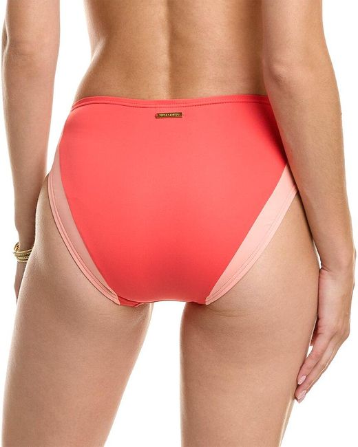 Vince Camuto Red Colorblocked High-leg Bikini Bottom