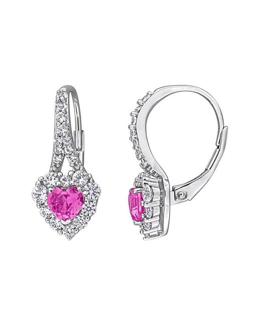 Rina Limor Metallic 2.32 Ct. Tw. Lab-Grown Created Sapphire, Created Sapphire Heart Earrings