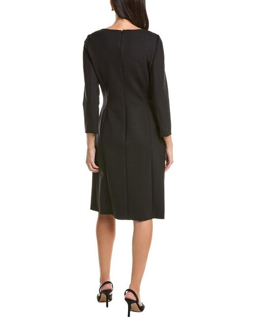 Oscar de la Renta Black Wool & Silk-Blend Sheath Dress