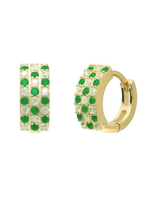 Gabi Rielle Green 14k Over Silver Cz Maison Huggie Earrings