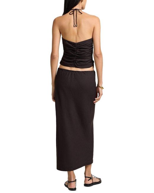 Onia Black Linen-Blend Midi Skirt
