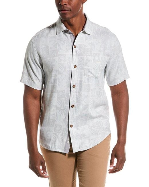 Tommy Bahama White Pinnacle Of Palms Silk Shirt for men