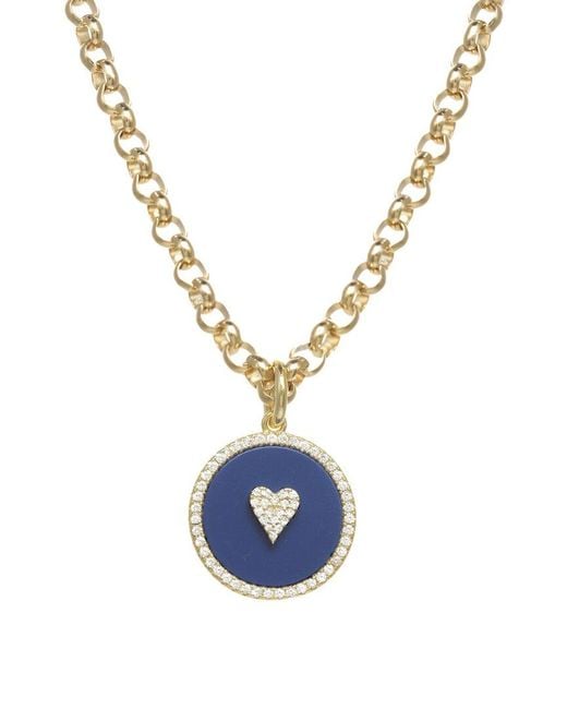 Rachel Reinhardt Jewelry Blue 14K Over Lapis Cz Pendant Necklace