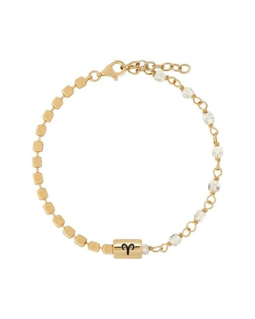 Karma and Luck Metallic Zodiac Plated Crystal Quartz Beaded Bracelet