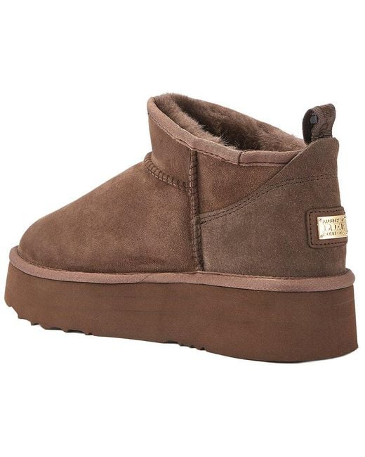 Australia Luxe Brown Cosy Ultra Short Platform Sheepskin Boot