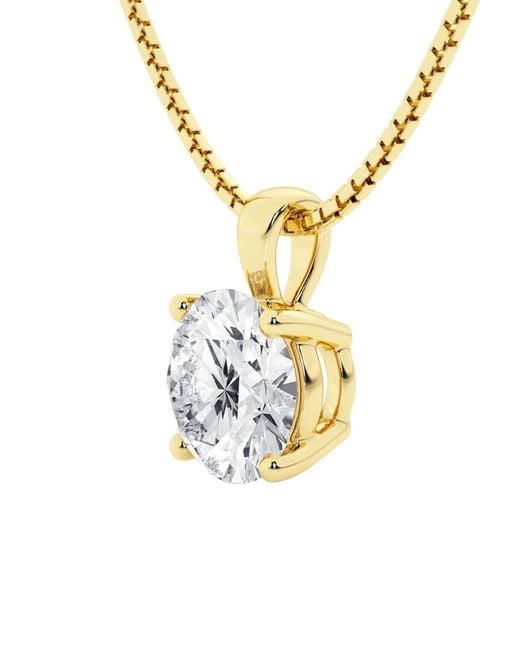 Lab Grown Diamonds Metallic 14k 1.25 Ct. Tw. Lab-grown Diamond Pendant Necklace