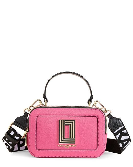 Karl Lagerfeld Pink Simone Leather Crossbody