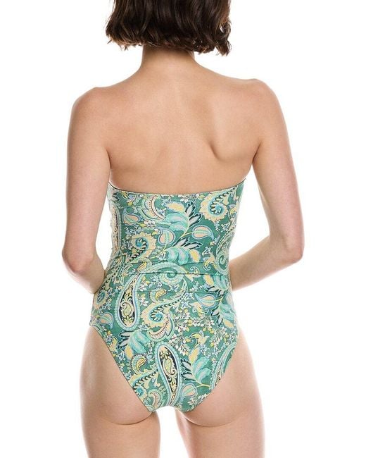 Monte and Lou Green Ruched Bandeau One-Piece