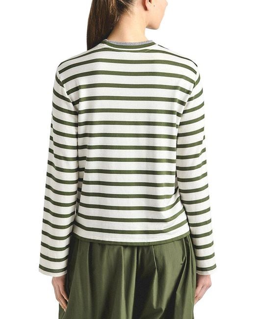 10 Crosby Derek Lam Green Myrtha Striped French Terry Jersey Crewneck Top