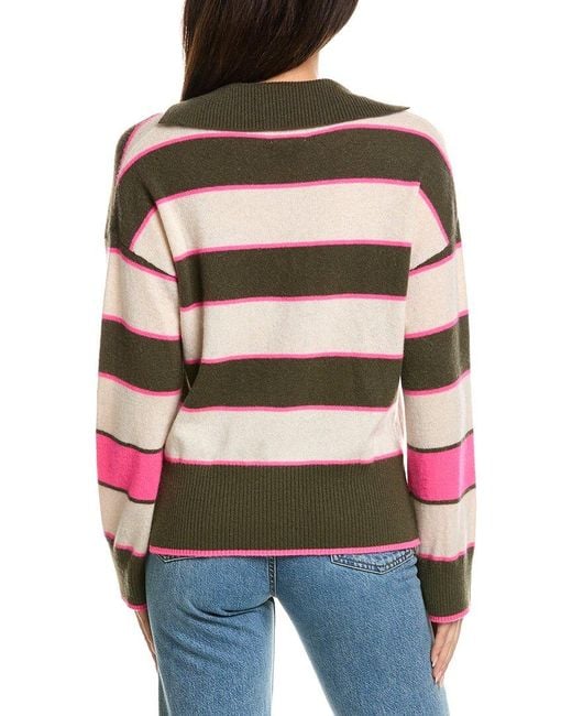 Brodie Cashmere Red Varsity Rugby Polo Cashmere Sweater