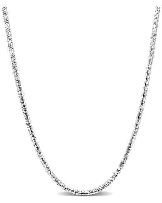 Italian Silver Metallic Herringbone Chain Necklace