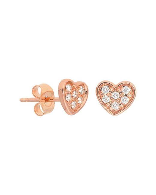 Nephora Pink 14k Rose Gold 0.12 Ct. Tw. Diamond Heart Studs
