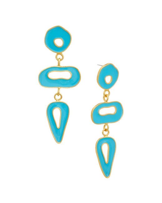 Kenneth Jay Lane Blue 22K Plated Dangle Earrings
