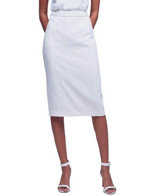 L'Agence White Julie Tailored Linen-Blend Pencil Skirt