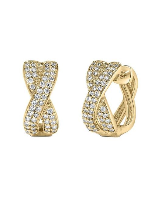 Haus of Brilliance Metallic 14K 0.35 Ct. Tw. Diamond Huggy Earrings