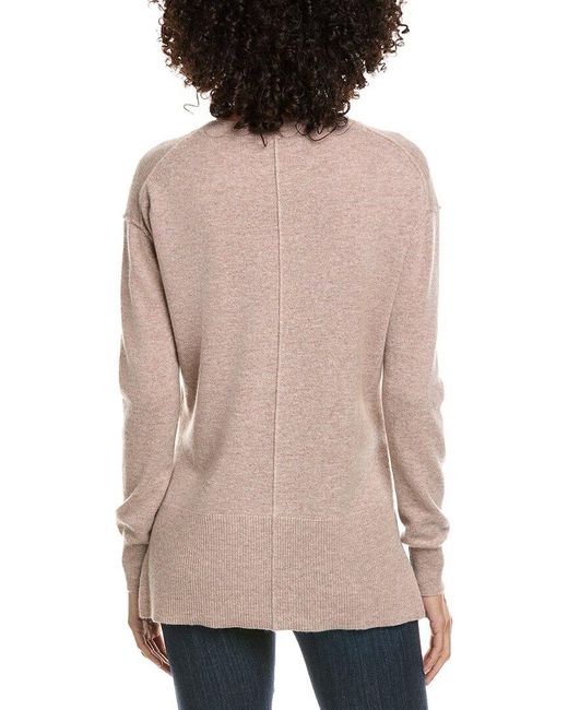InCashmere Natural Seam Detail High-Low Wool & Cashmere-Blend Sweater