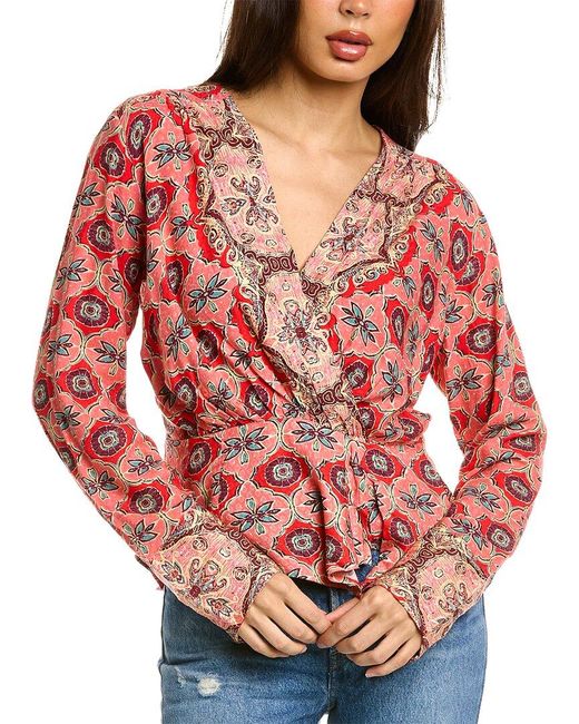 Free People Red Falling For You Top