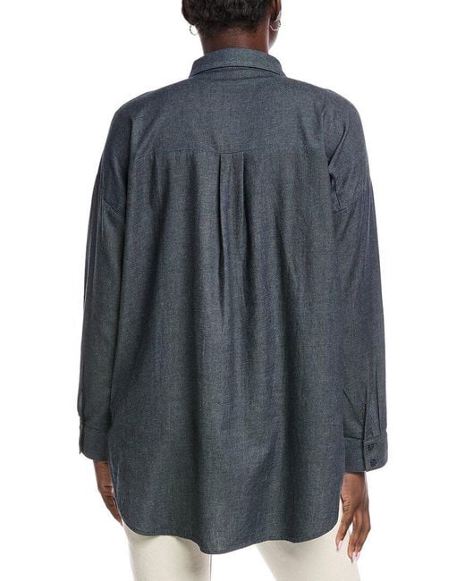 Eileen Fisher Gray Classic Collar Long Shirt