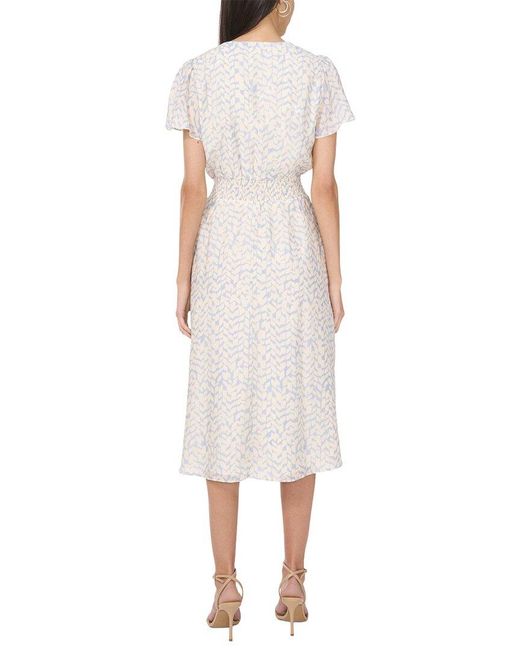 Vince Camuto White V Neck Flutter Sleeve Midi