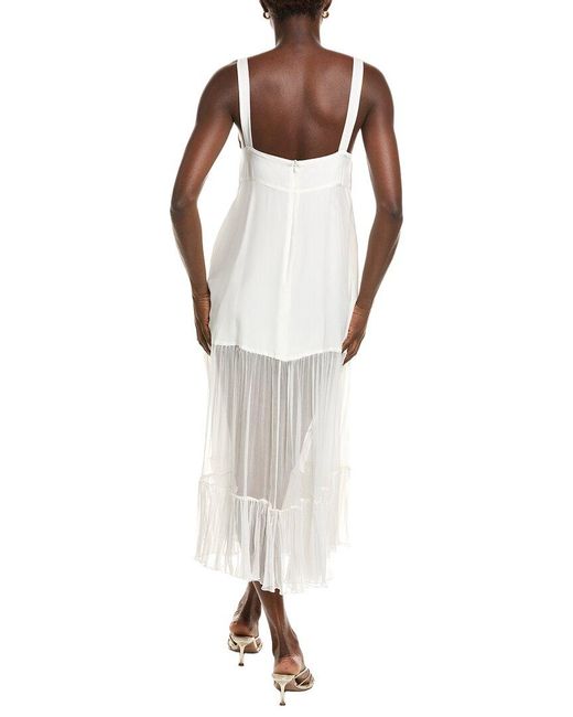 Azeeza White Bellevue Silk Midi Dress