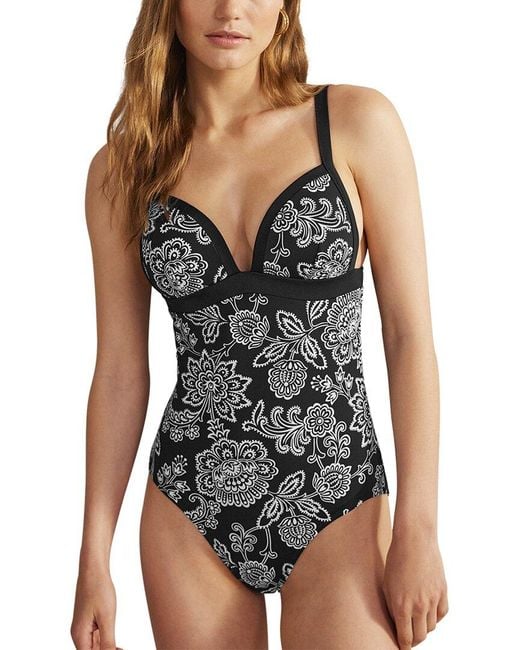 Boden Black Triangle Panelled Swimsuit