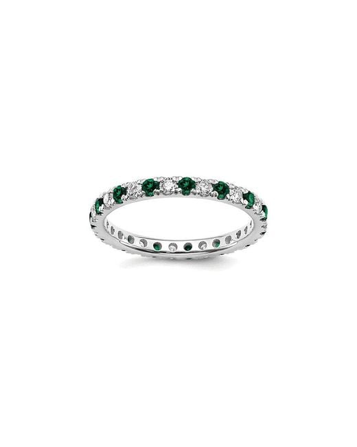 Lab Grown Gemstones White 14K 1.15 Ct. Tw. Lab-Grown Diamond & Lab-Grown Emerald Eternity Ring