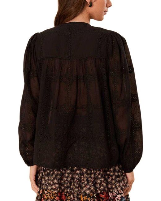 Farm Rio Black Scallops Blouse